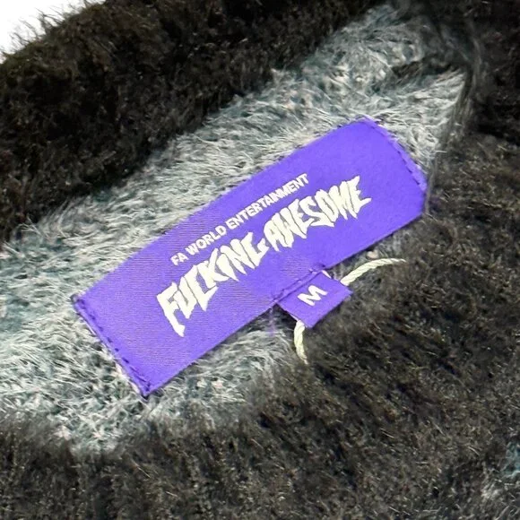 FA World Entertainment F*cking Awesome Fuzzy Knit Sweater Pink Black Medium